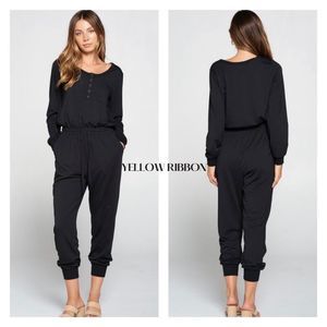 🆕 NEW Black Long-sleeve Knit Jumpsuit | Size: S